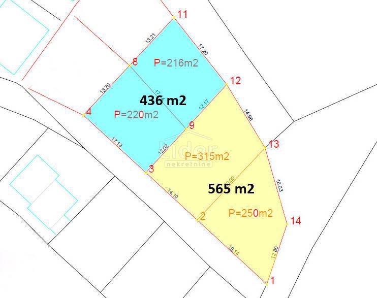 Zemljišče Gornji Karin, 565m2