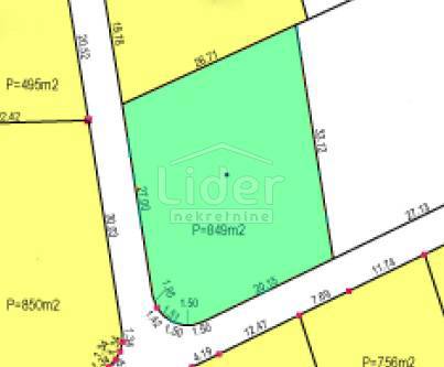 Zemljišče Pridraga, 849m2