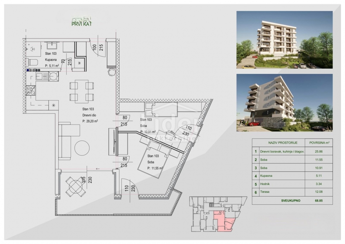 Stanovanje Zamet, Rijeka, 64,11m2