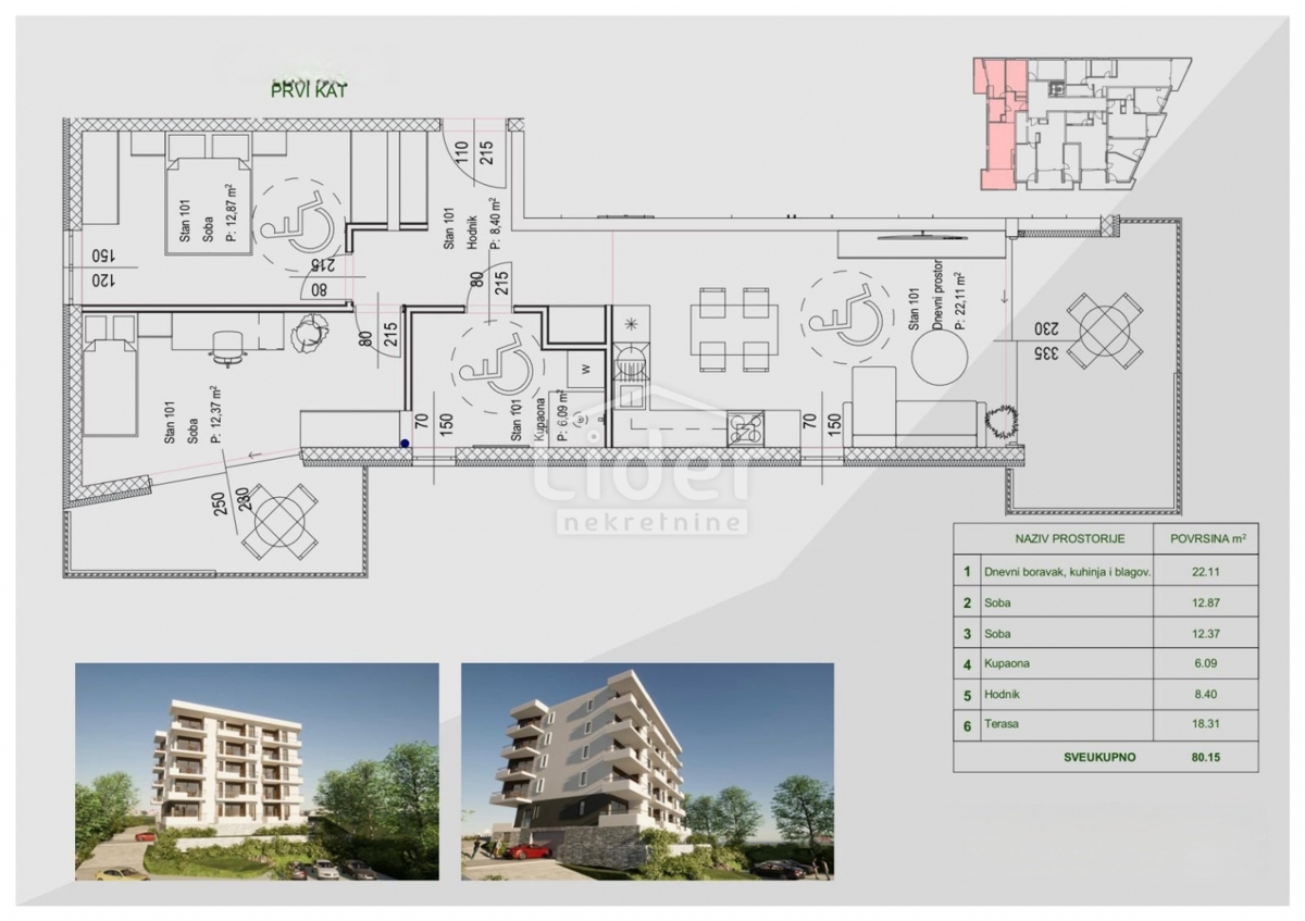 Stanovanje Zamet, Rijeka, 64,11m2