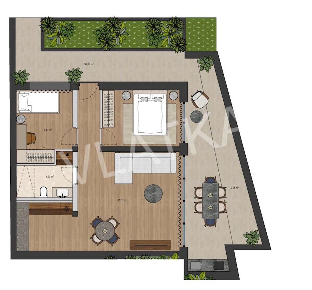 NOVOGRADNJA: LUKSUZNO 3-SOBNO STANOVANJE Z 2 VELIKIMA TERASAMA OB PARKU MAKSIMIR