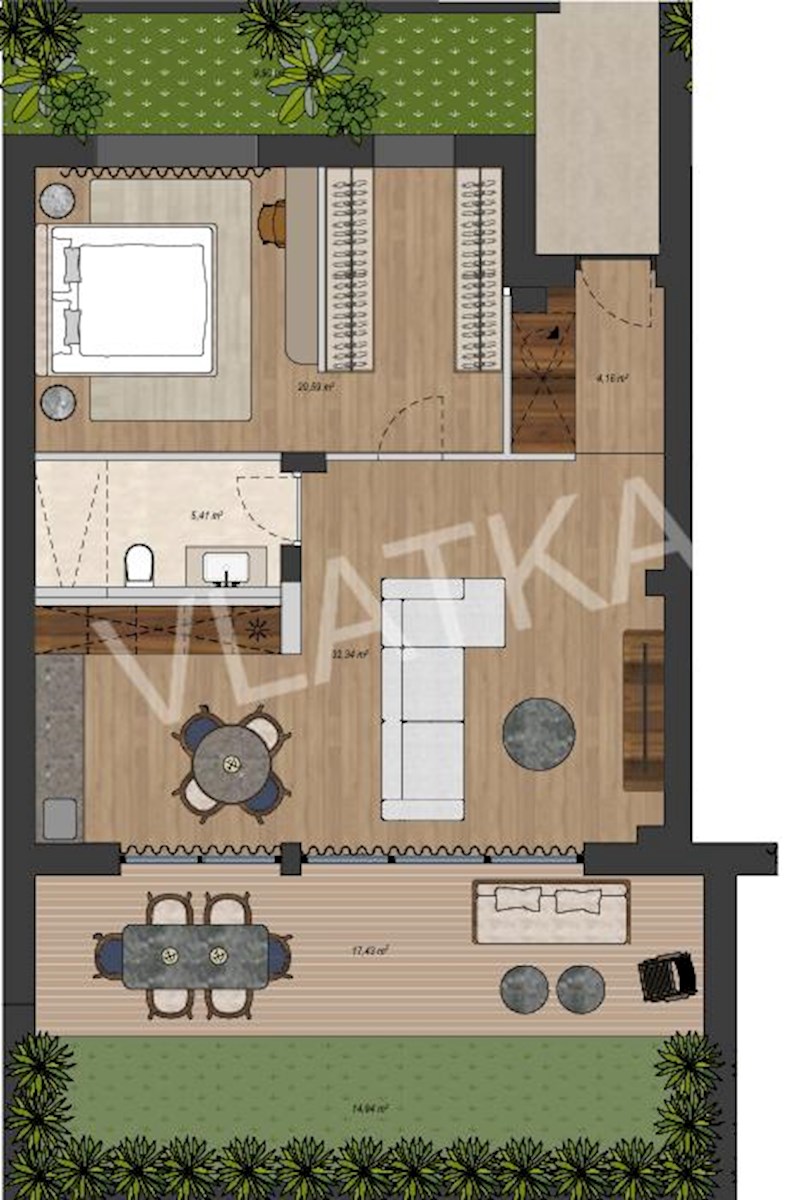 NOVOGRADNJA: 2-SOBNO STANOVANJE Z 2 TERASAMA IN VRTOM OB PARKU MAKSIMIR