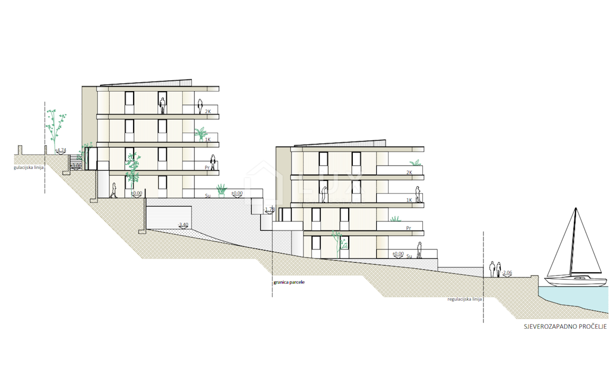 CRIKVENICA - apartma 1s + kopalnica, 1. vrsta do morja