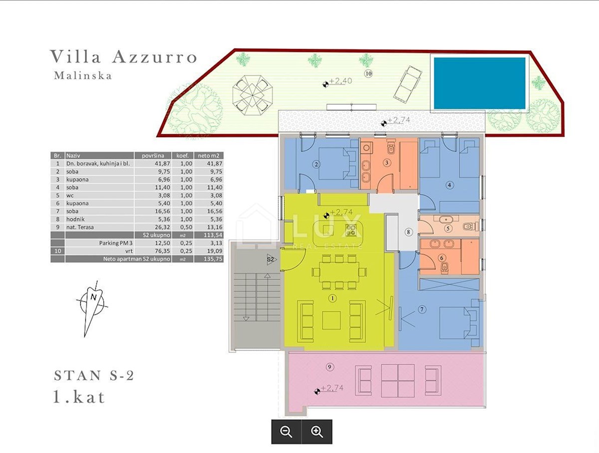MALINSKA - penthouse 100m do morja, 3 spalnice + kopalnica