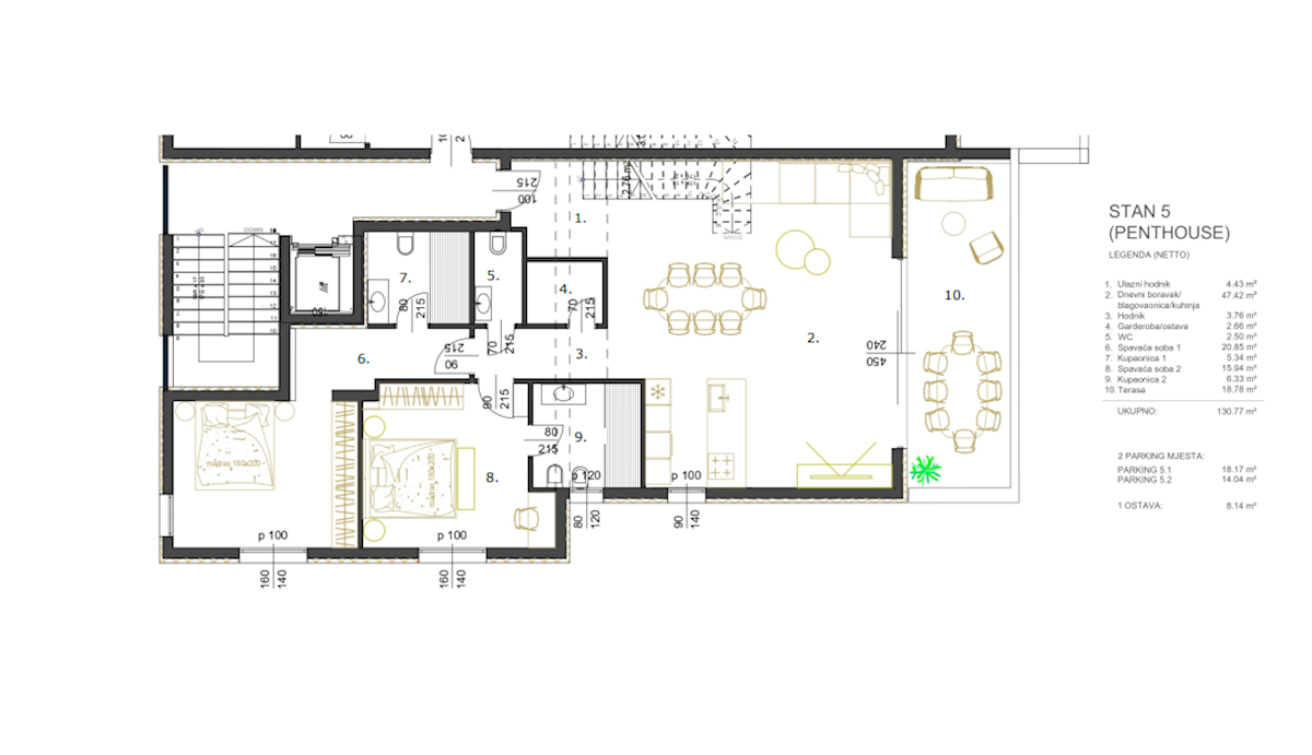 ROVINJ - penthouse v moderni novogradnji z dvigalom in odprtim pogledom na mesto