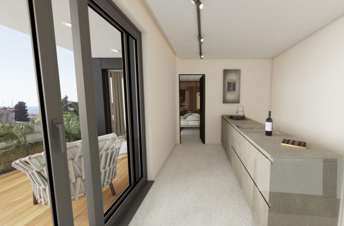 ROVINJ - penthouse v moderni novogradnji z dvigalom in odprtim pogledom na mesto