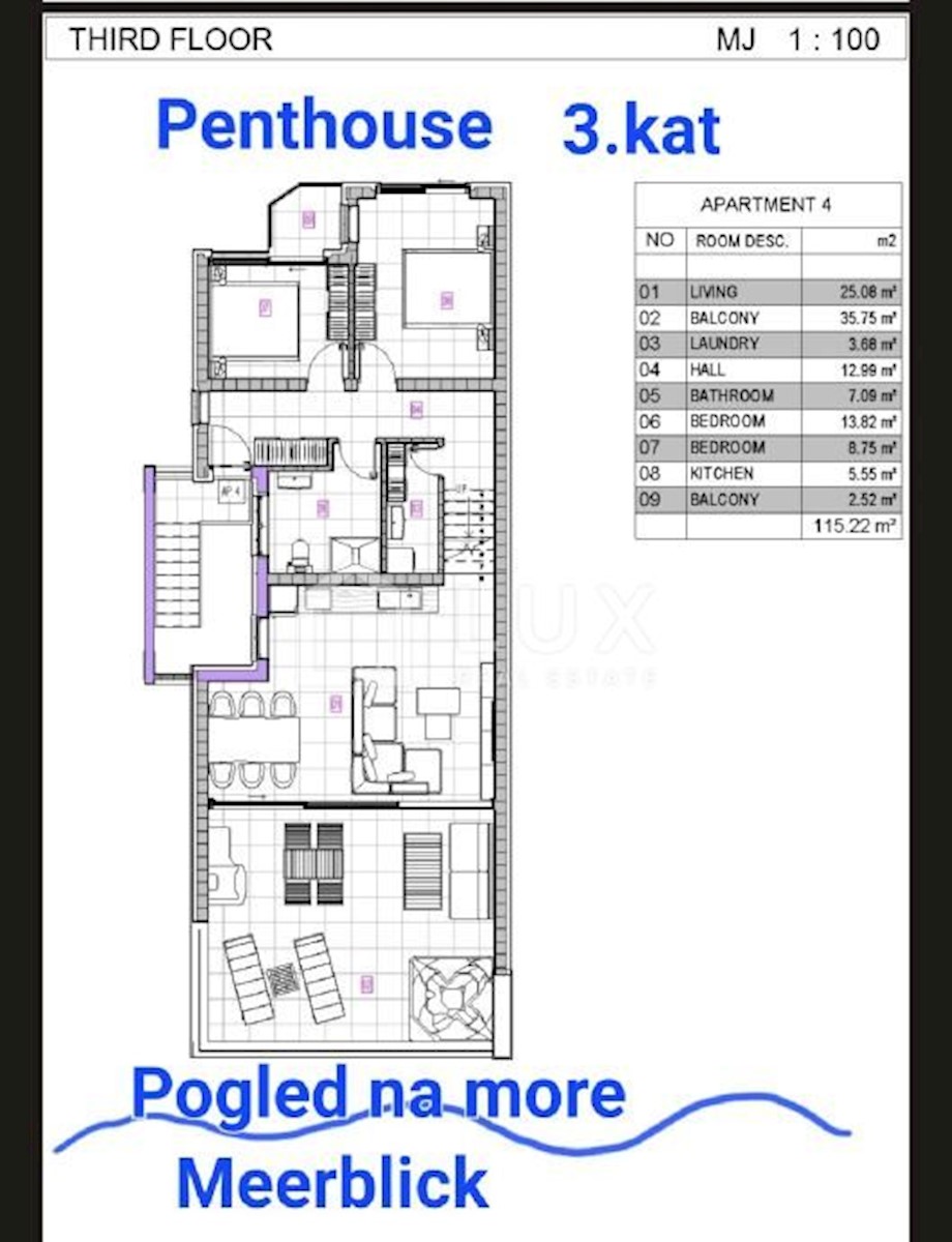 DRAMALJ - penthouse 115m2, novogradnja