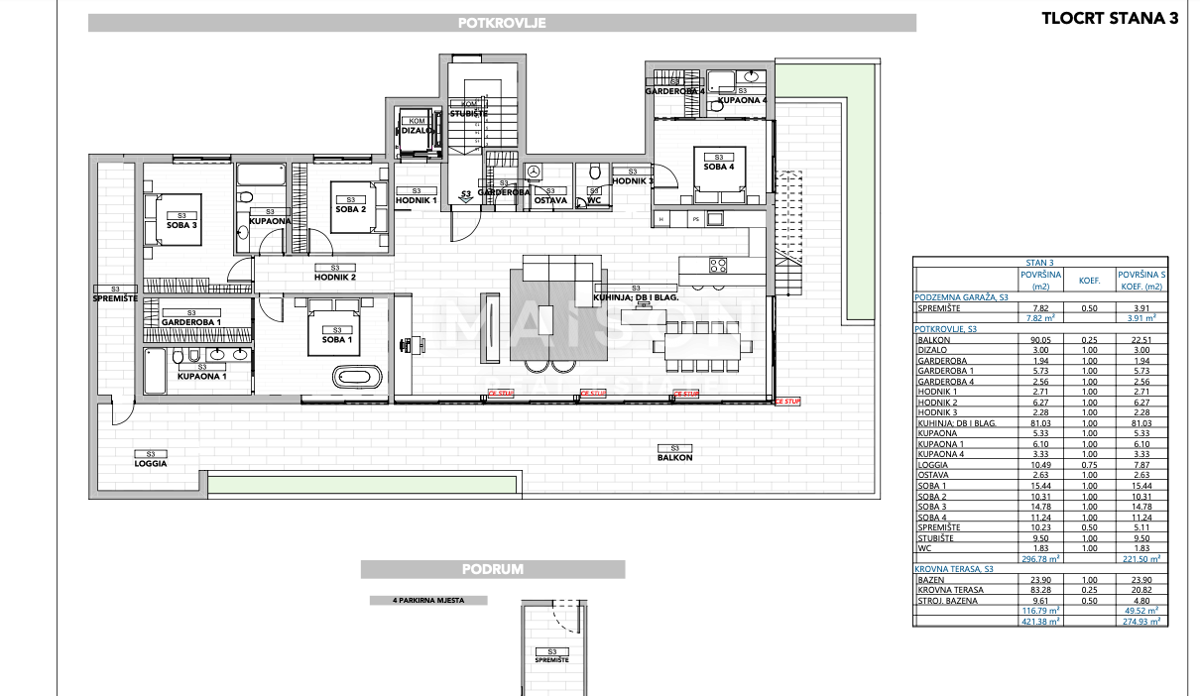 Stanovanje Punta Kolova, Opatija, 302,90m2