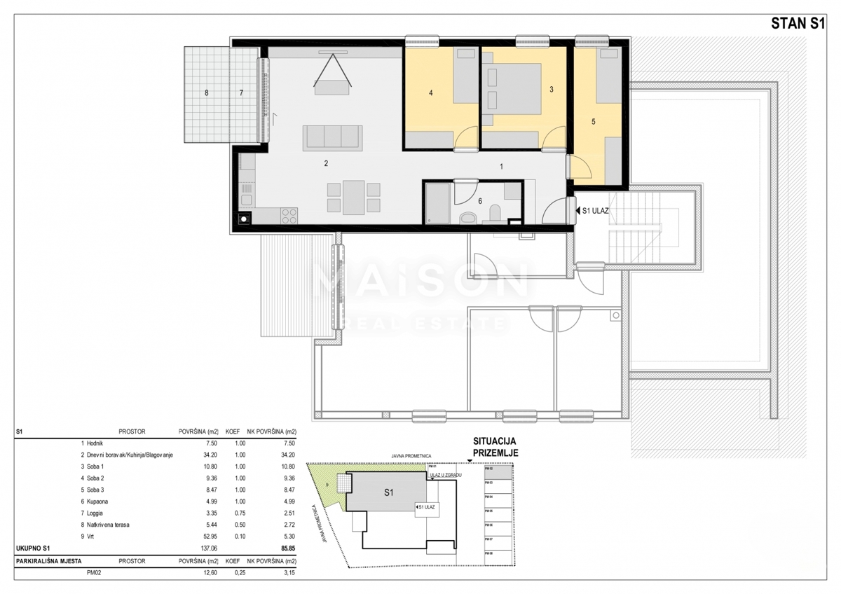 Stanovanje Mandre, Kolan, 85,85m2
