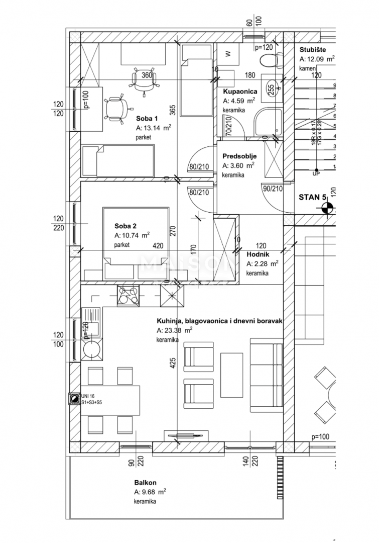 Stanovanje Marčelji, Viškovo, 67,41m2