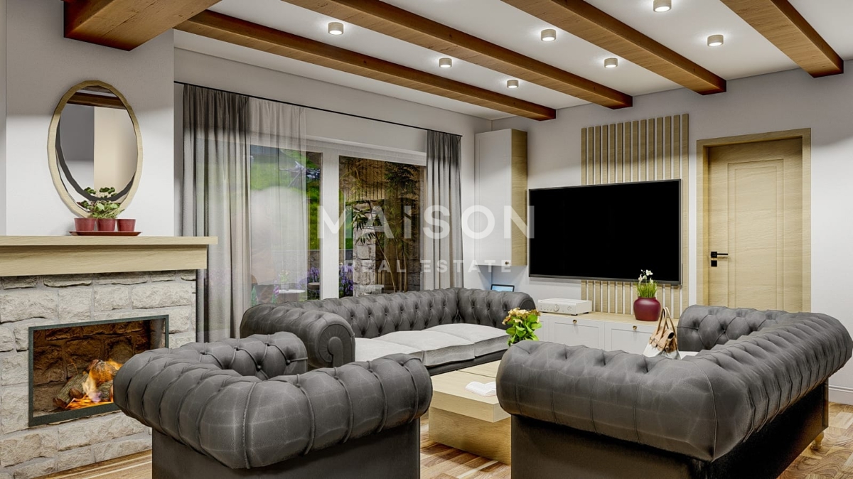 Mediteranska vila z bazenom pri Krku – pogled na morje