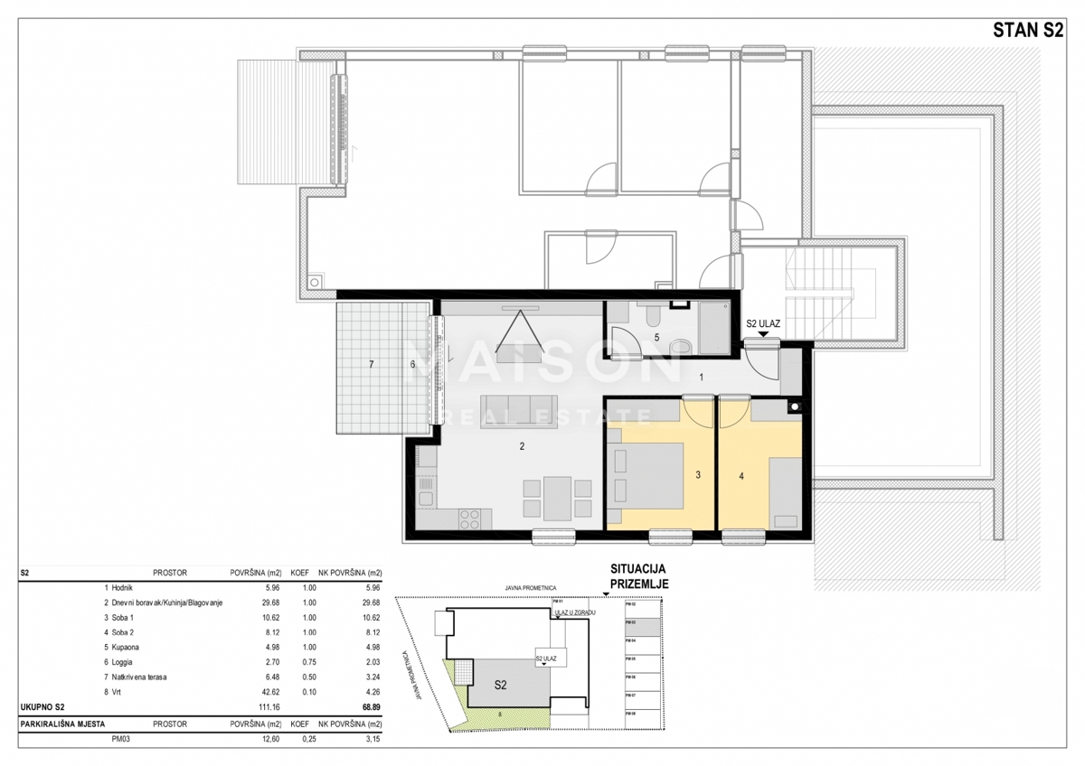 Stanovanje Mandre, Kolan, 68,89m2