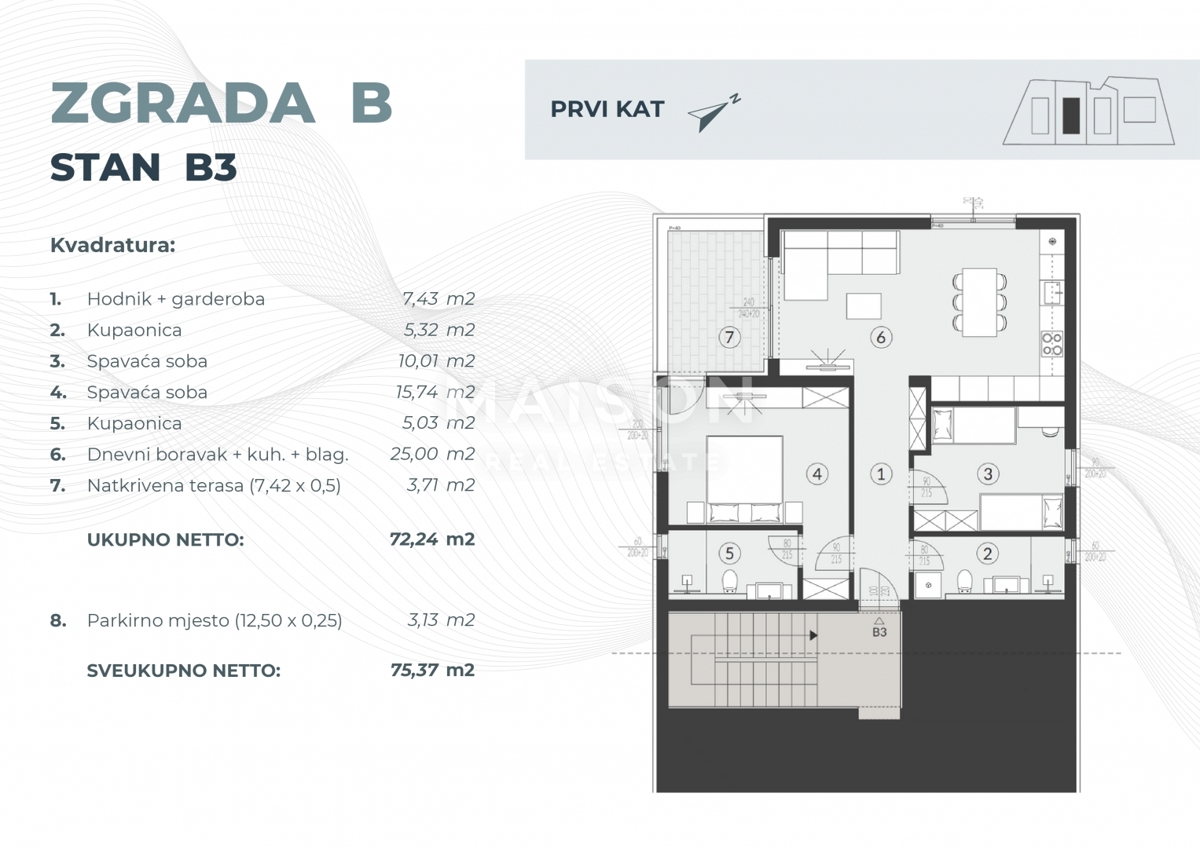 Stanovanje Fažana, 75,37m2