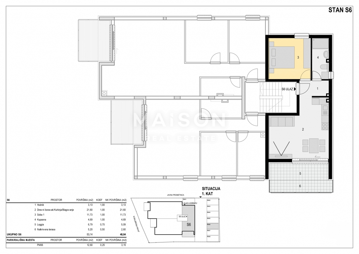 Stanovanje Mandre, Kolan, 48,84m2