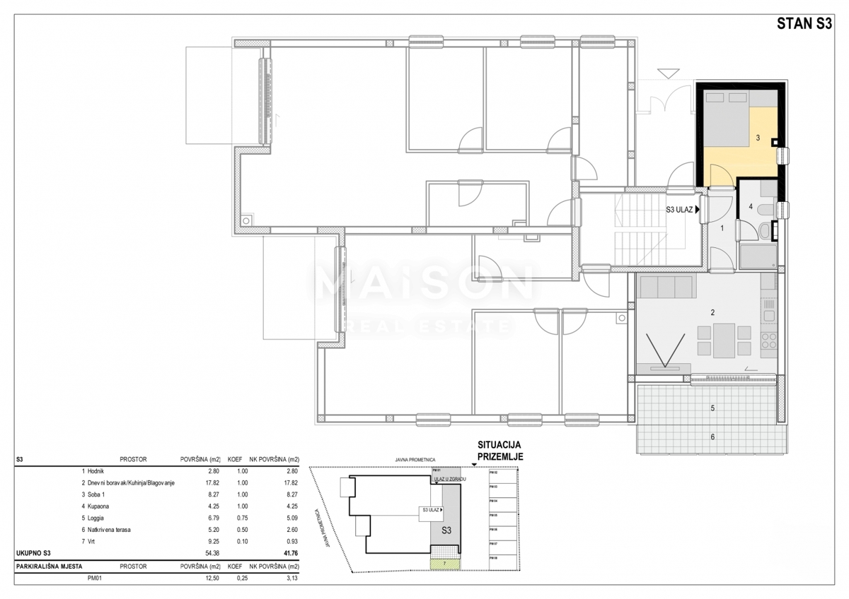 Stanovanje Mandre, Kolan, 41,76m2