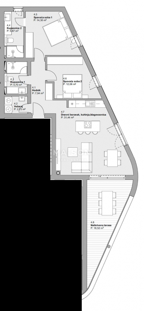 Stanovanje Vodice, 97,55m2