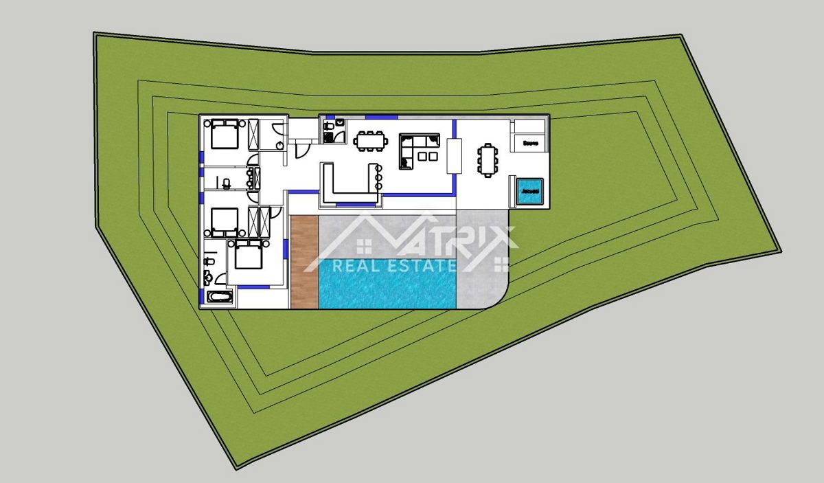 Poreč okolica – gradbeno zemljišče s projektom za moderno pritlično hišo  