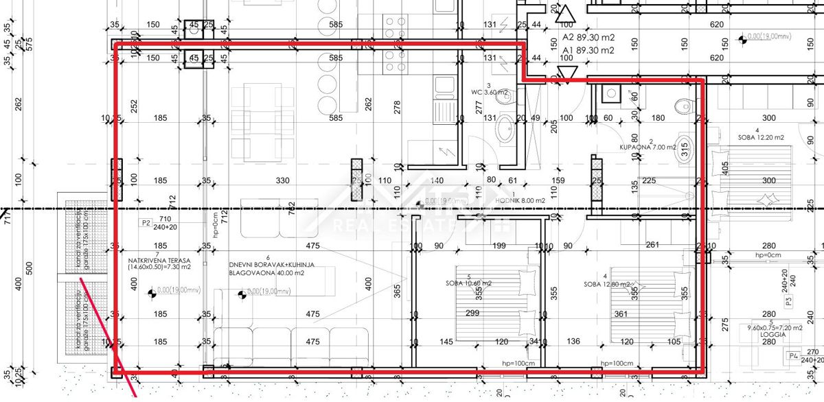 Pula, dvosobna stanovanja s teraso 79–89 m²
