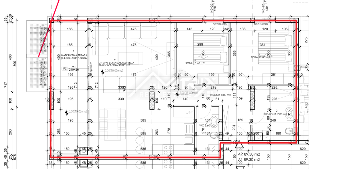 Pula, dvosobna stanovanja s teraso 79–89 m²