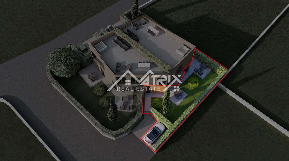 Poreč okolica, pritlično stanovanje z vrtom, teraso in parkingom