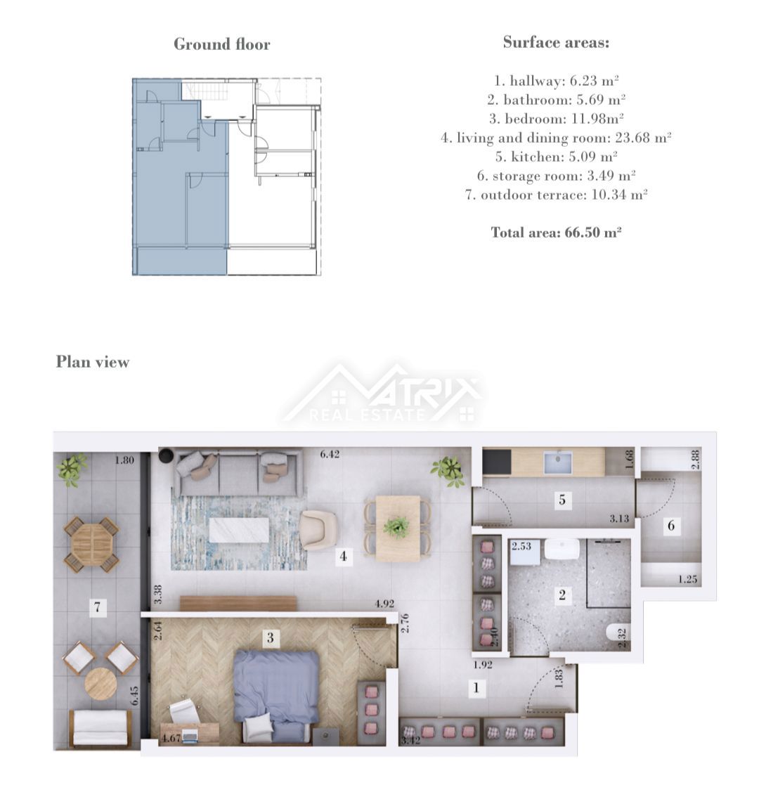 Okolica Rovinja, dvosobno, udobno in sončno stanovanje v pritličju