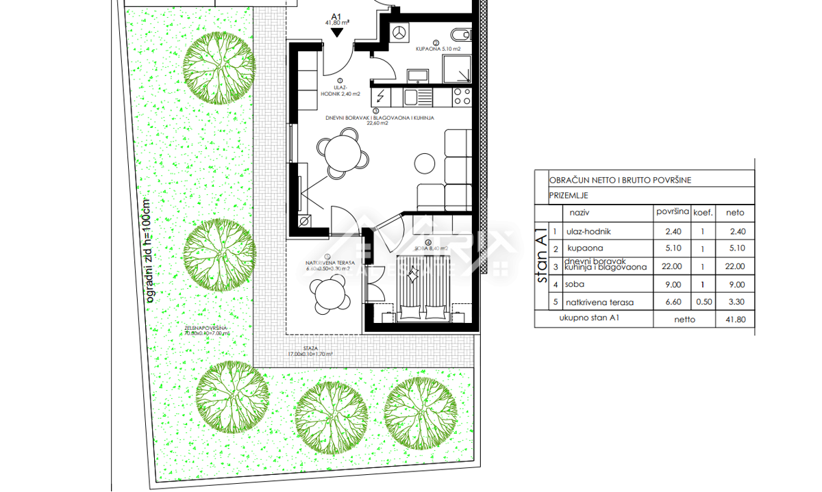 Pula, 1-sobno pritlično stanovanje z vrtom in parkiriščem