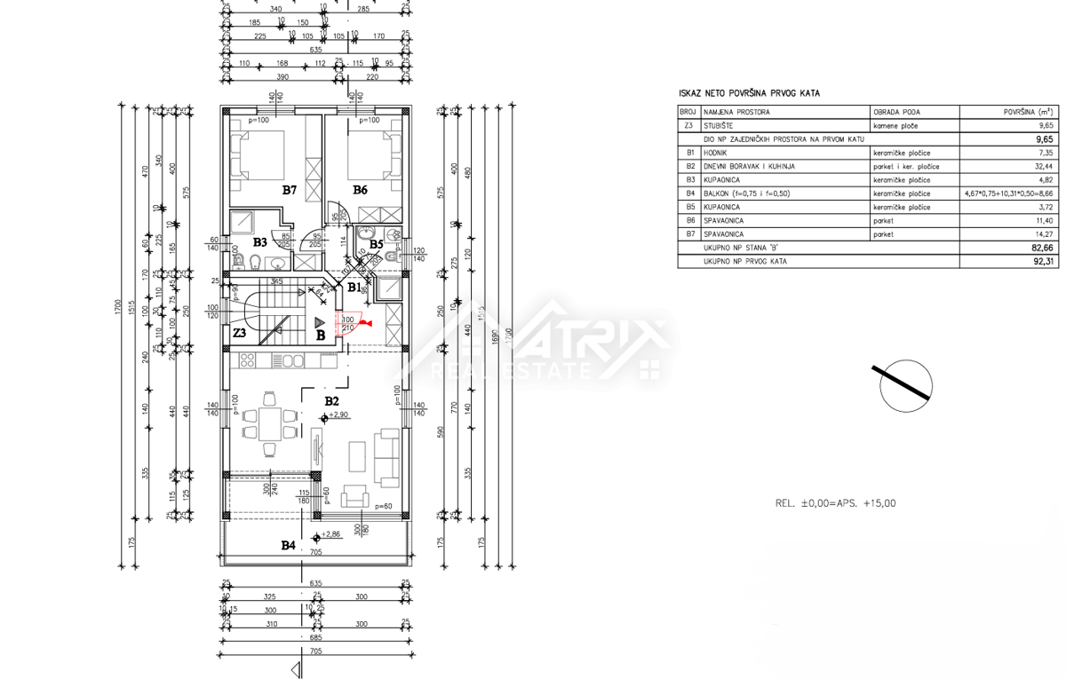 Medulin, stan v 1. nadstropju s teraso, prvi vrsti do morja