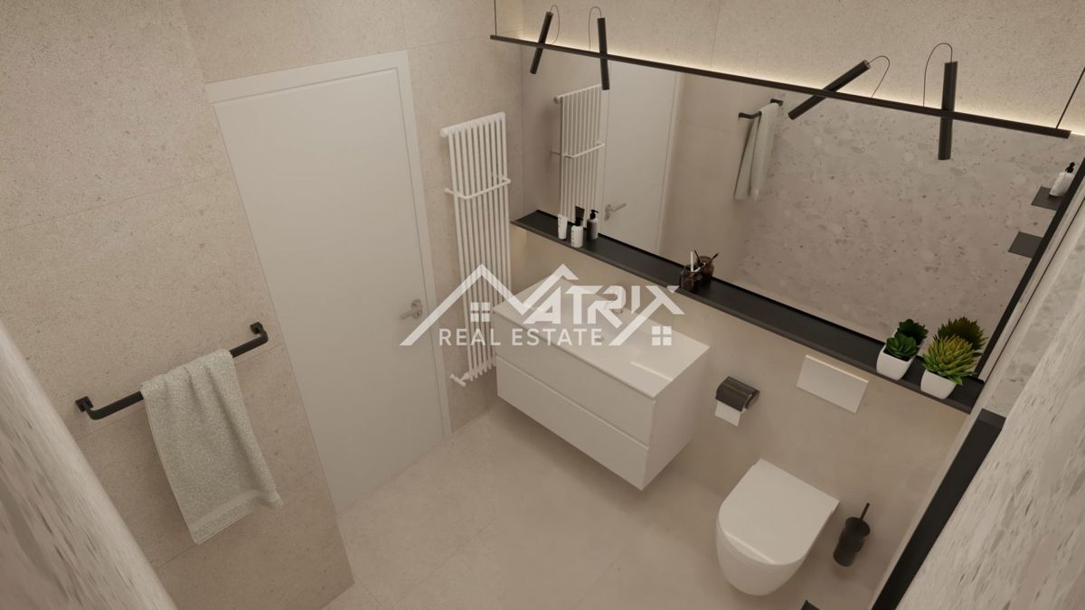 Medulin, stan v 1. nadstropju s teraso, prvi vrsti do morja