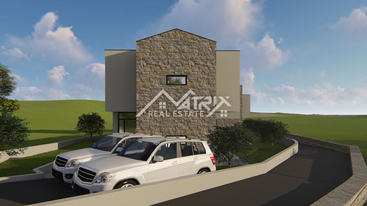 Okolica Marčane, vila s pogledom na morje v fazi roh-bau gradnje