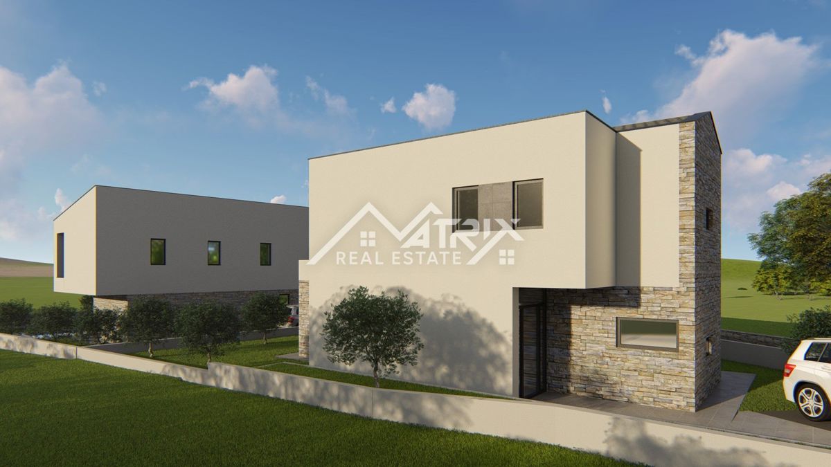 Okolica Marčane, vila s pogledom na morje v fazi roh-bau gradnje