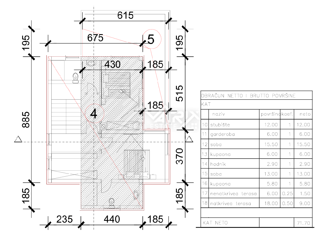 Okolica Marčane, vila s pogledom na morje v fazi roh-bau gradnje
