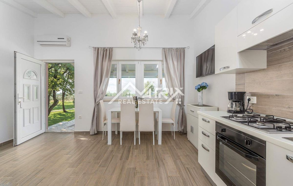 Rovinj okolica, posestvo z dvema hišama, bazen in pogled na morje