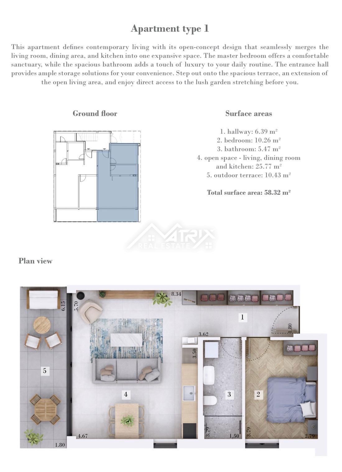 Rovinj okolica, udobno stanovanje v pritličju