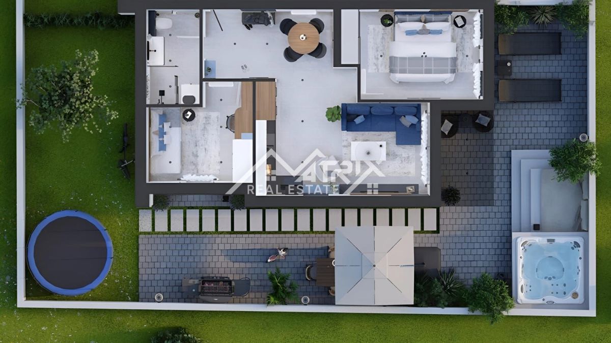 Pula, stanovanje v pritličju z veliko teraso in vrtom, novo