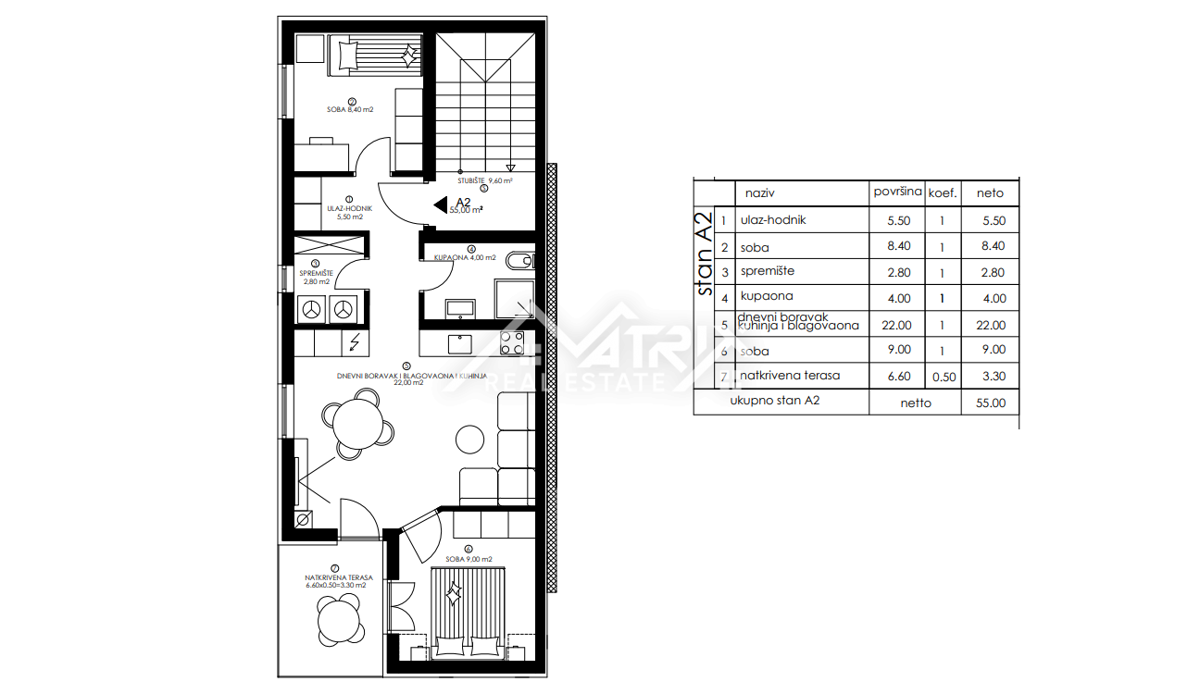 Pula, 2-sobno stanovanje s teraso, parkiriščem in shrambo