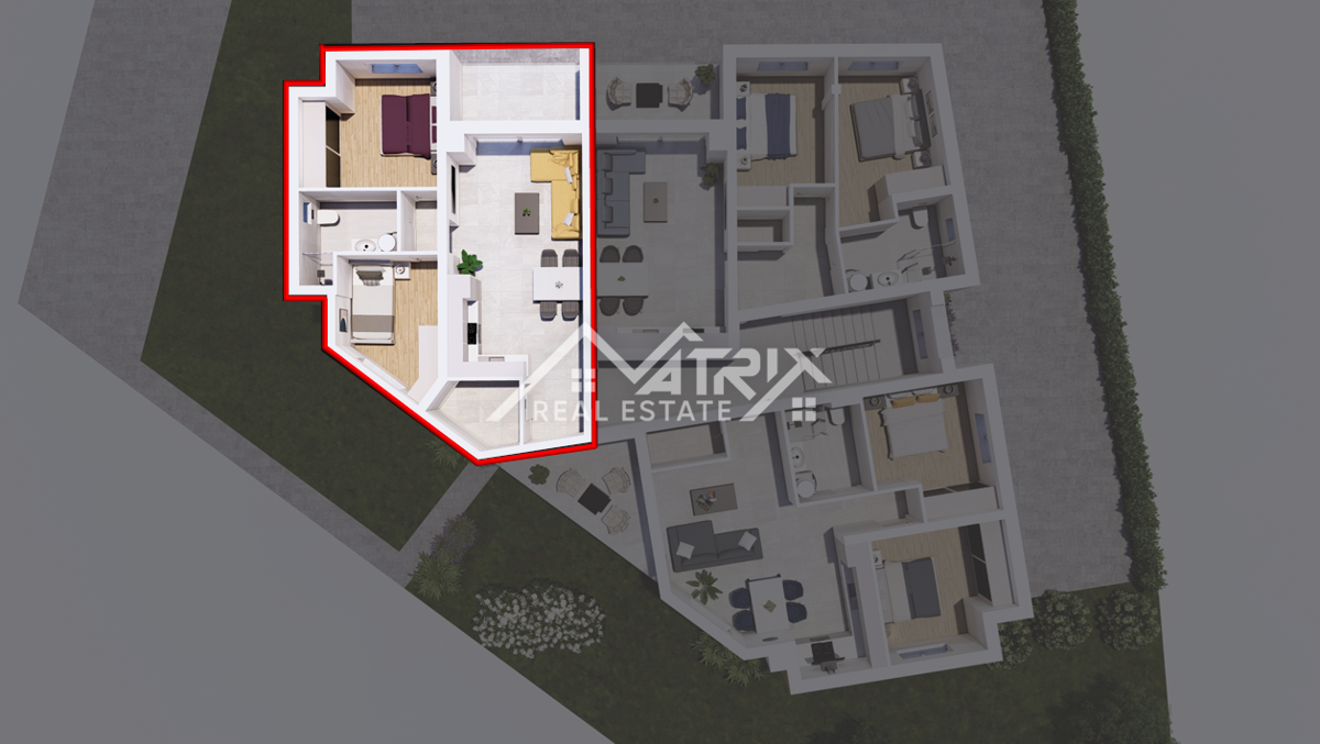 Peroj, stanovanje 2 spalnici, terasa in garaža, pogled morje