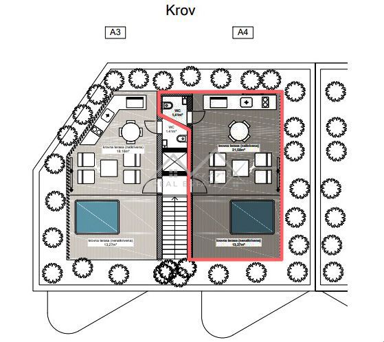 Poreč okolica, stanovanje s strešno teraso v moderni zgradbi