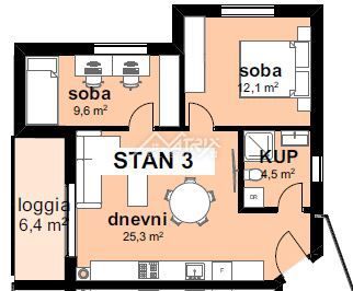 Okolica Poreča, 2-sobno stanovanje v novogradnji blizu morja