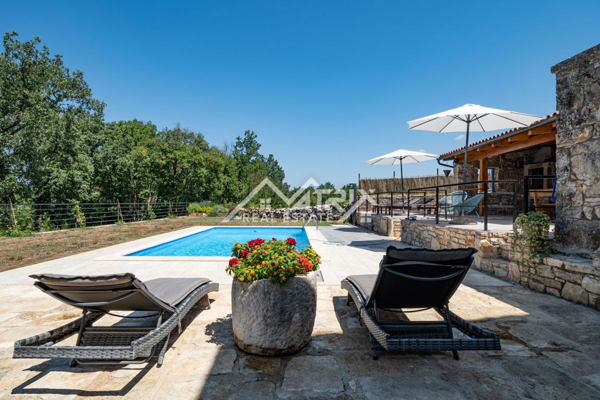 Poreč okolica, čudovita kamnita hiša z bazenom in velikim vrtom