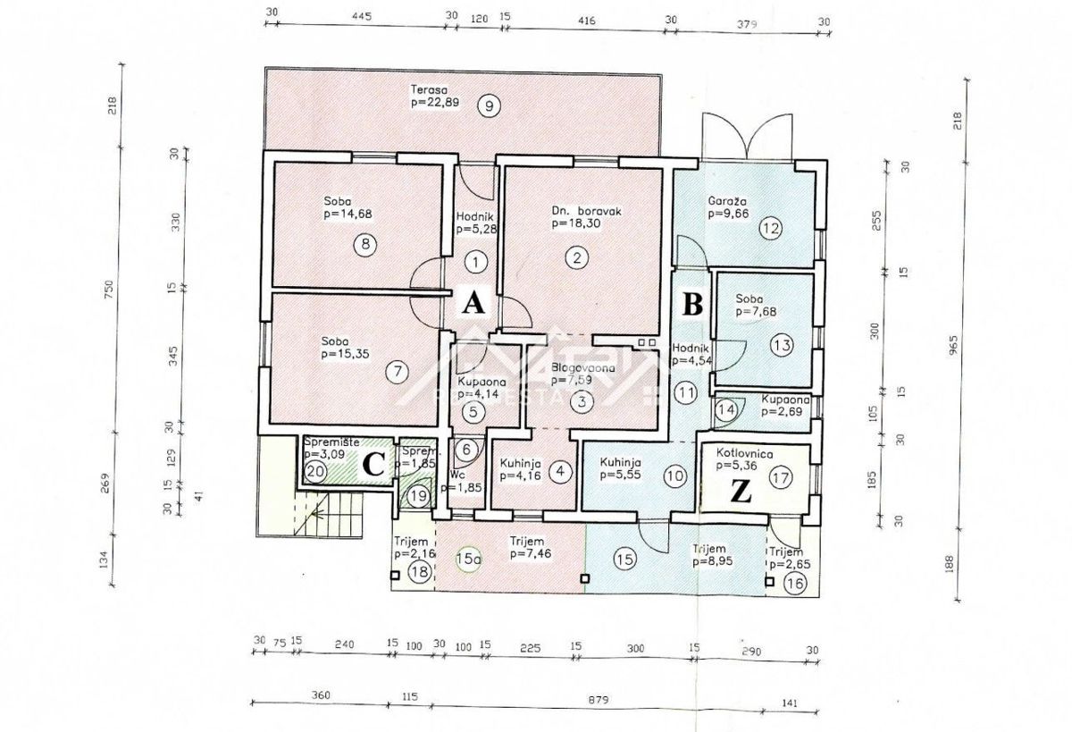 Novigrad Karpinjan, pritličje družinske hiše z dvema apartmajema