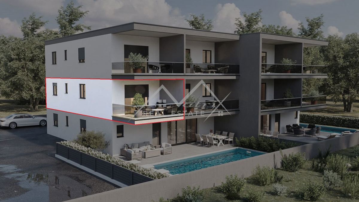 Novigrad, novo stanovanje v prvem nadstropju 700 m od morja!