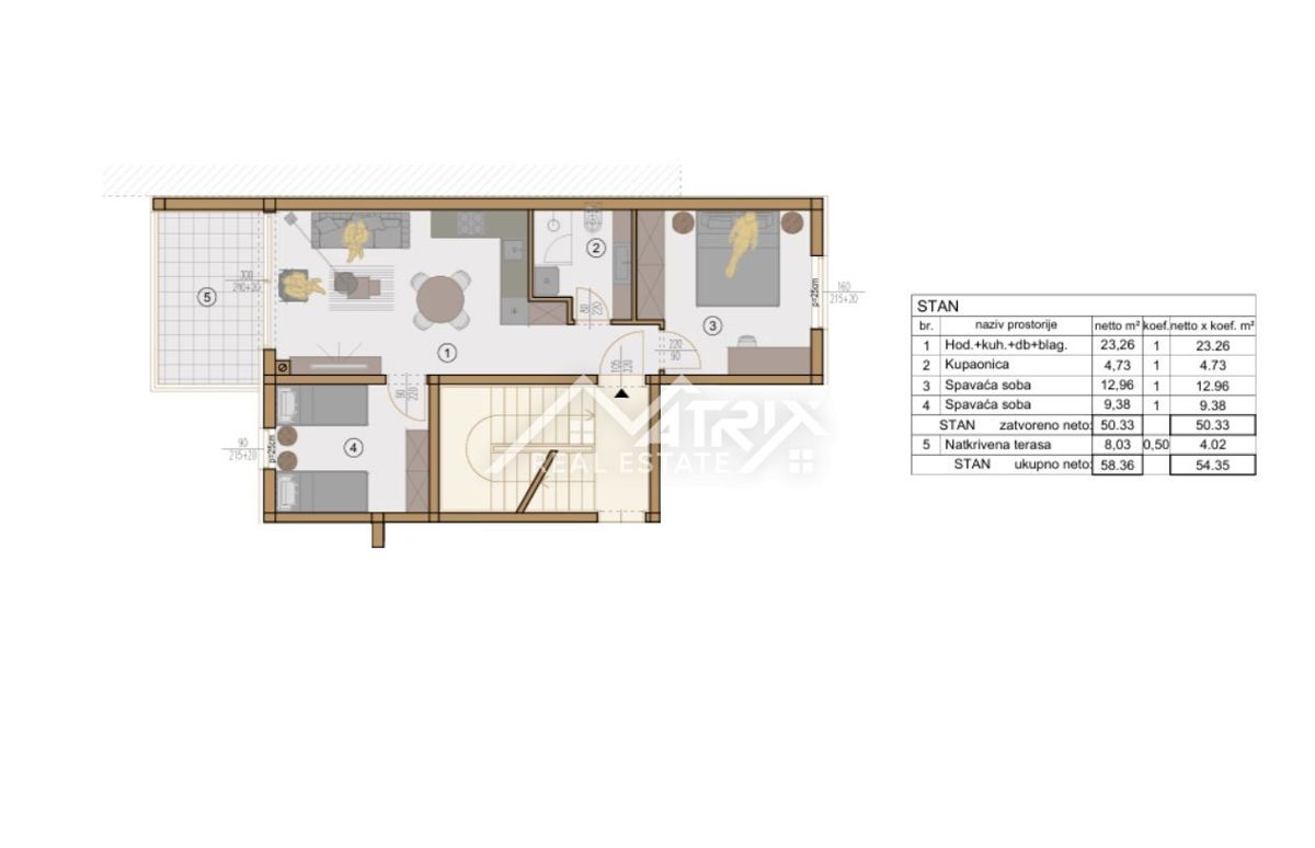 Pulj, novogradnja z 2 spalnicama in teraso