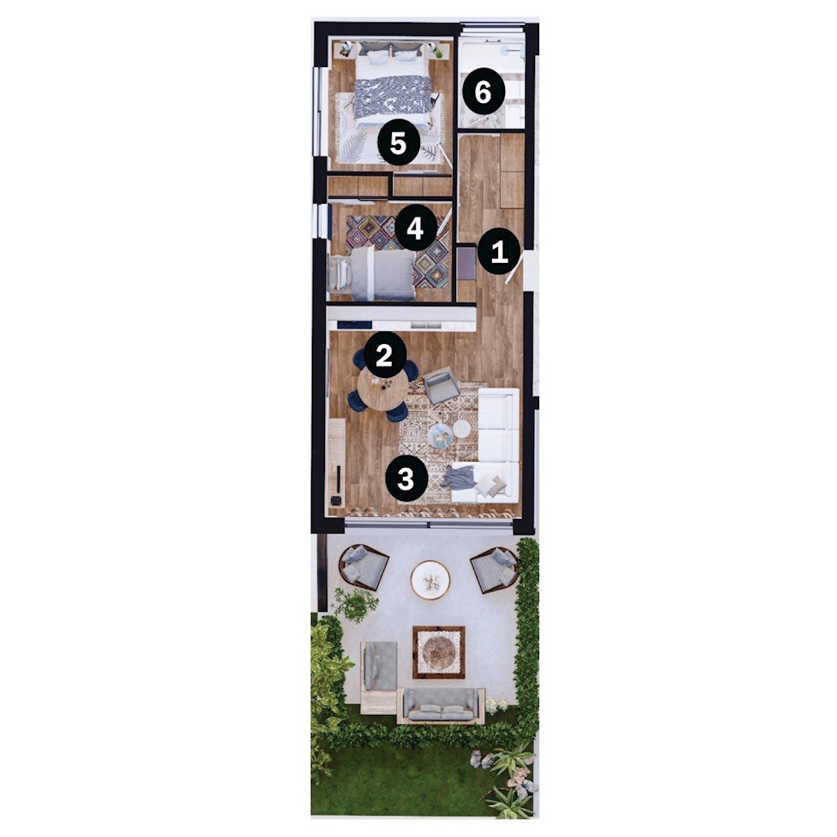 Apartma 2, v pritličju luksuznega kompleksa, 100 m od morja, Umag, Istra