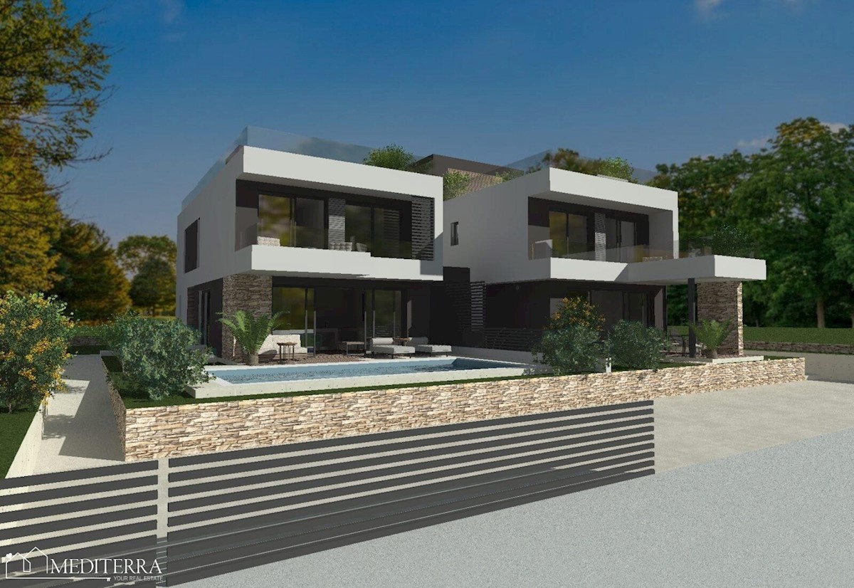 Moderna vrstna hiša s strešno teraso in pogledom na morje Novigrad, Istra