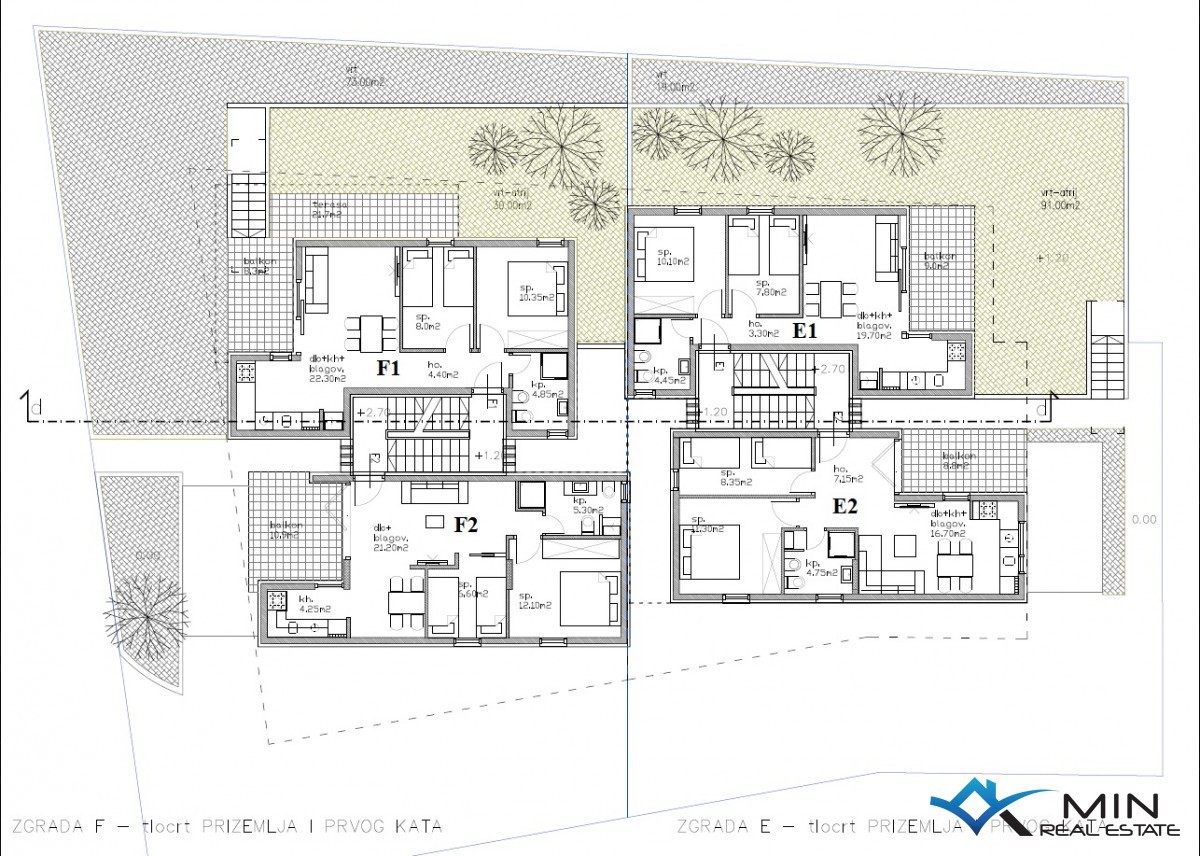 Apartma 350 m od morja v Lovrečici (F2)
