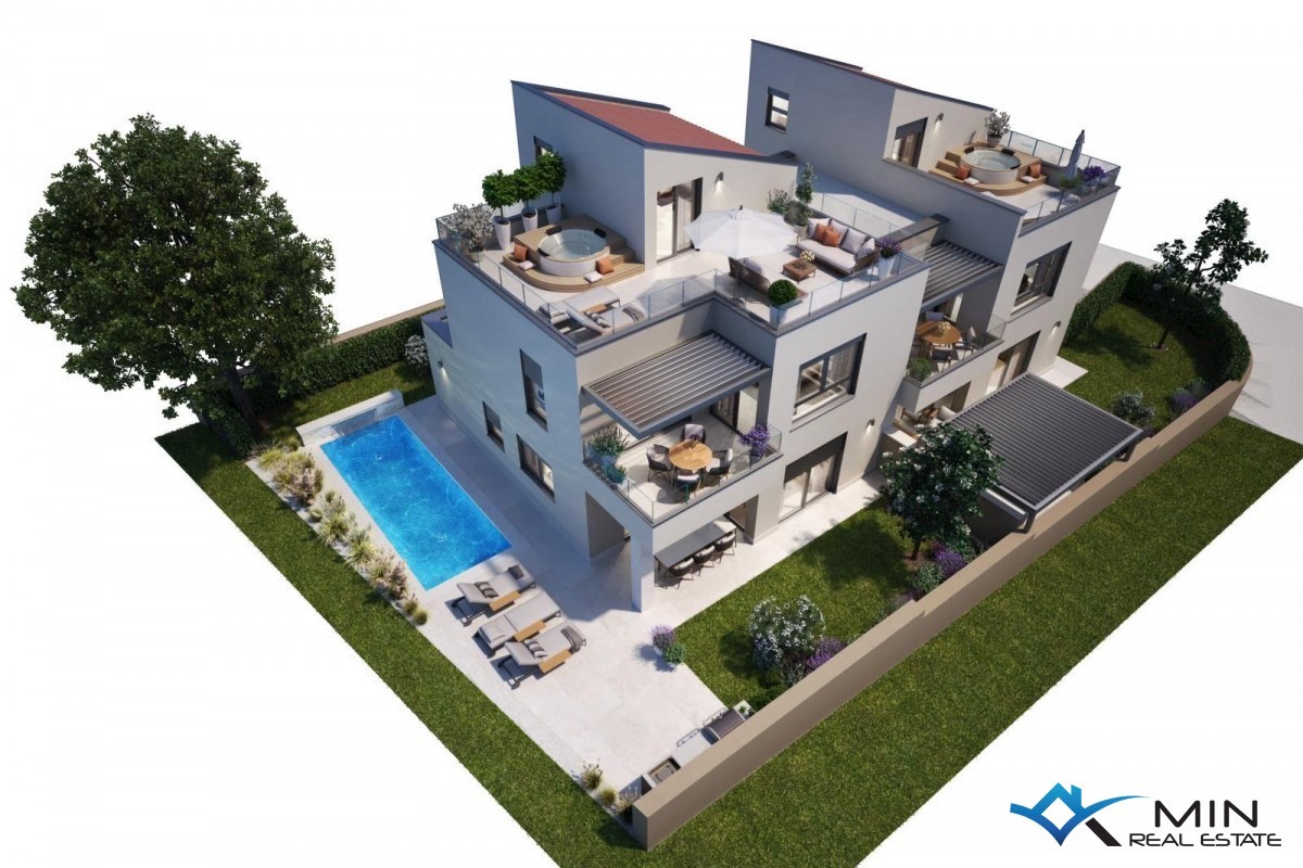 Moderna hiša dvojček s strešno teraso - Novigrad