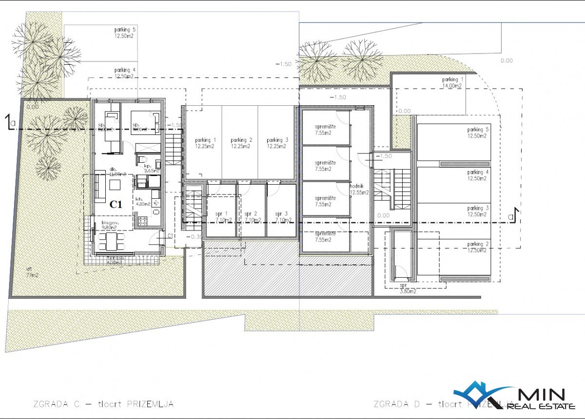 Apartma 350 m od morja v Lovrečici (D4)