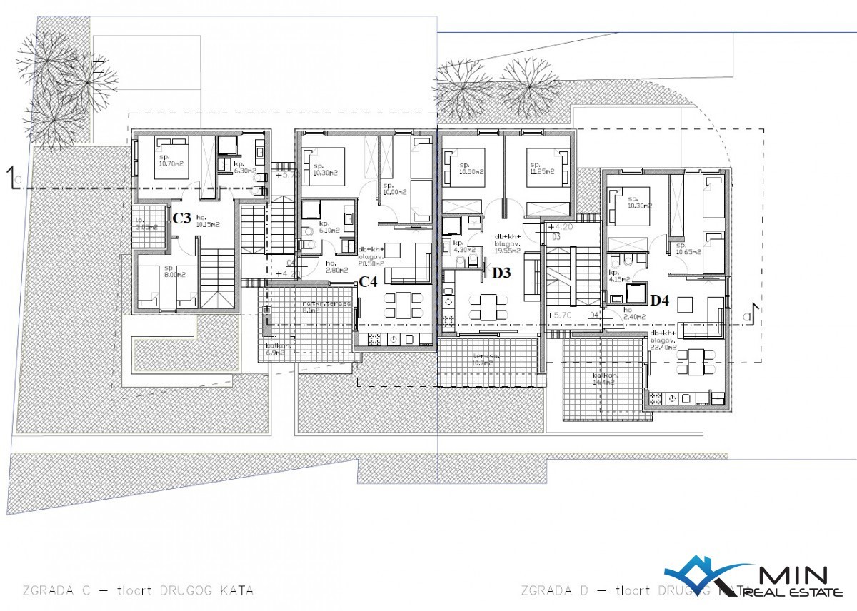Apartma 350 m od morja v Lovrečici (D4)