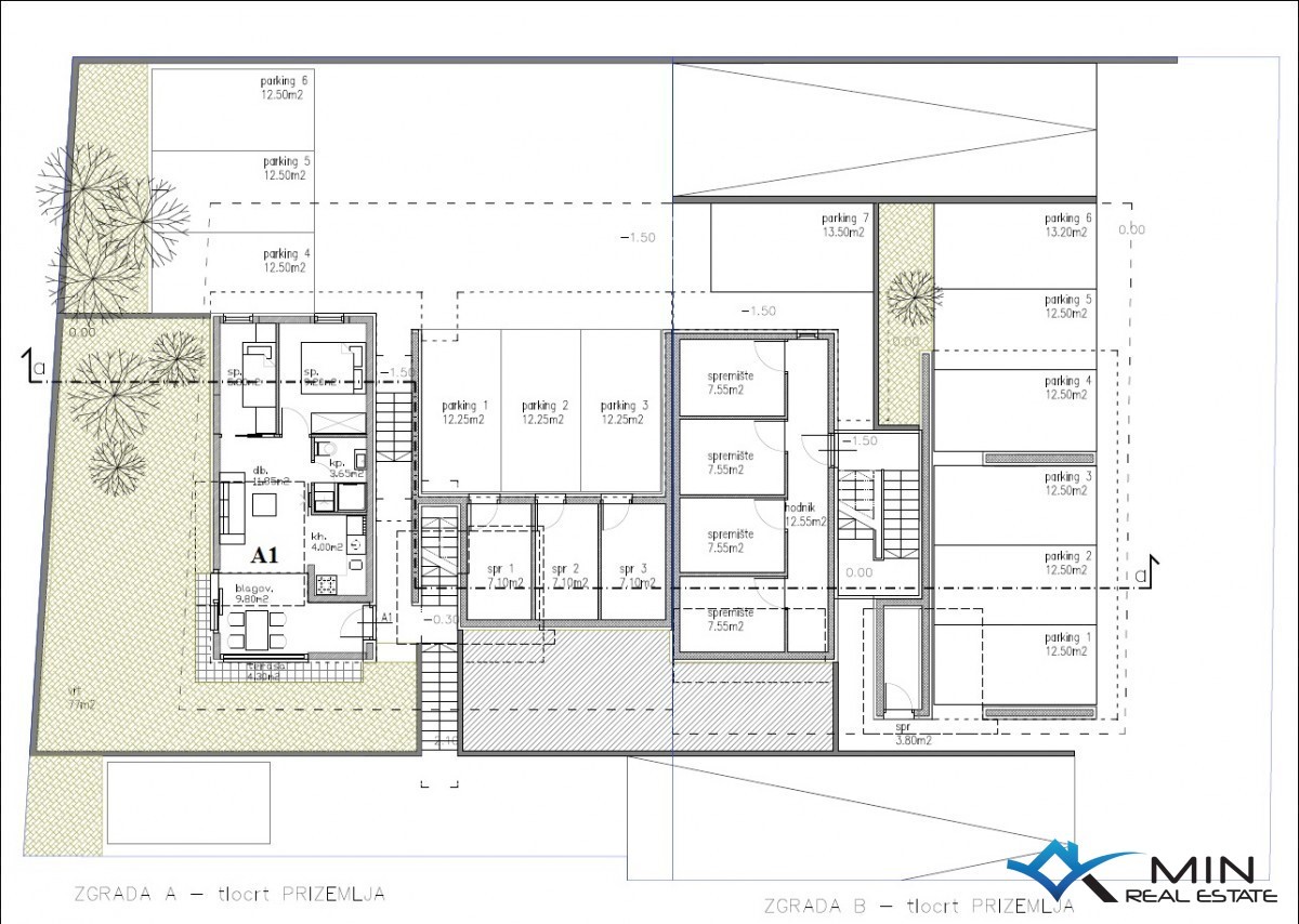 Apartma 350 m od morja v Lovrečici (B2)