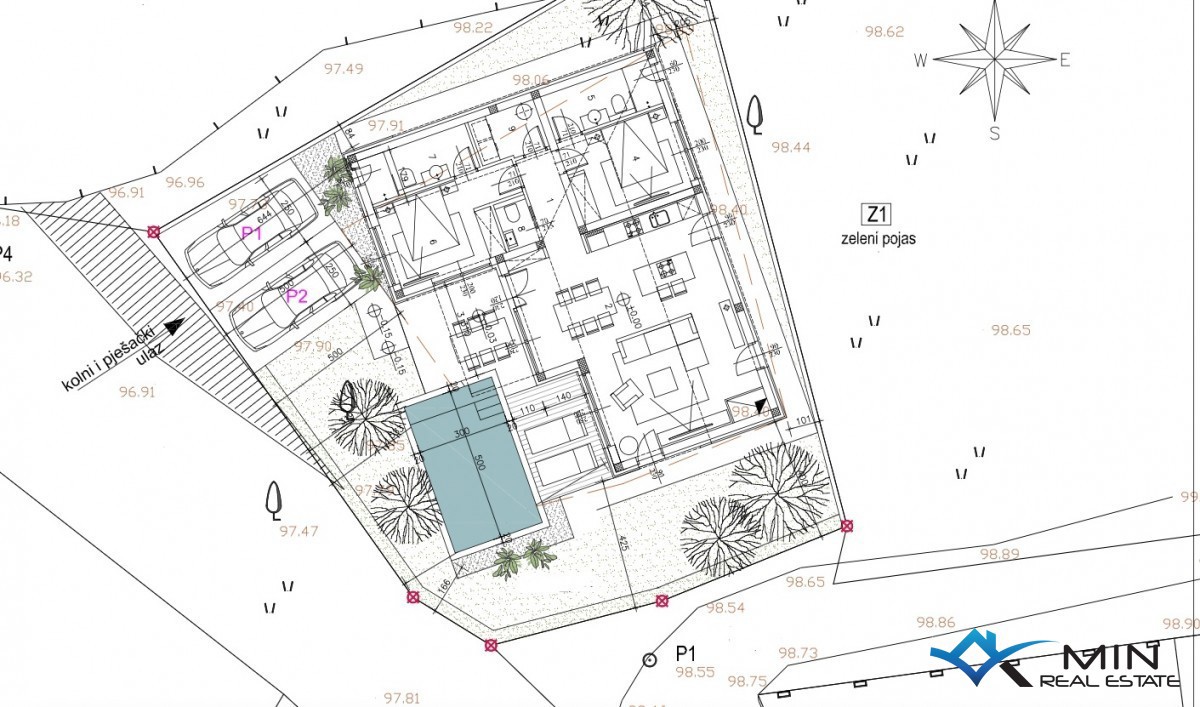 Gradbeno zemljišče s projektom v bližini Novigrada